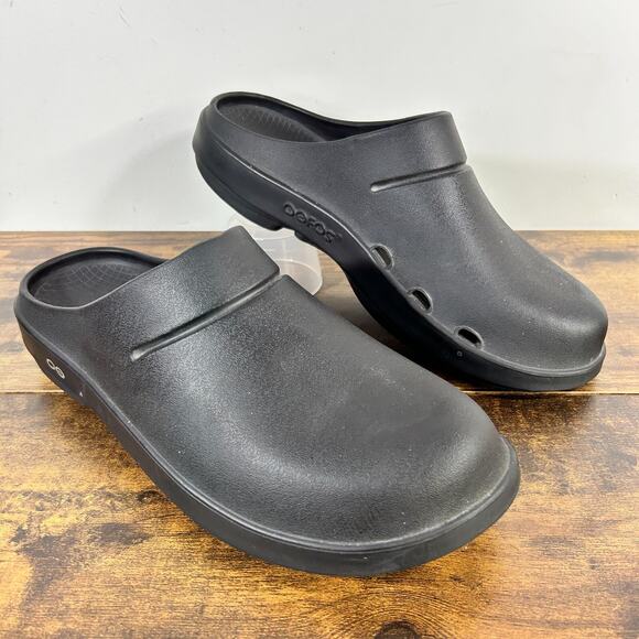 Oofos Clog Oocloog Recovery Comfort Black Mules Sandals Mens 12 Womens 14 - Picture 1 of 6